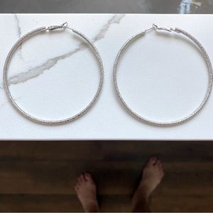 NWT large silver- toned hoop earrings